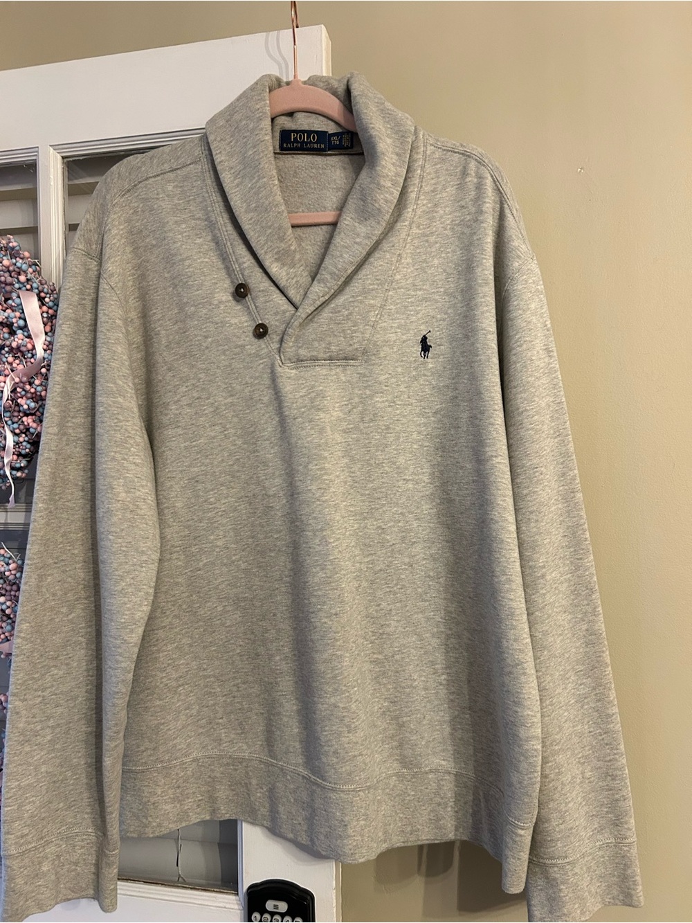 Polo by Ralph Lauren Light Heather Gray Shawl Collar Turtleneck Sweatshirt